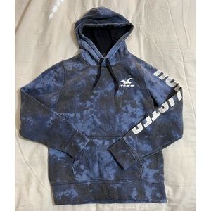 Hollister Blue Tie Dye Appliqué Logo Hoodie (m).